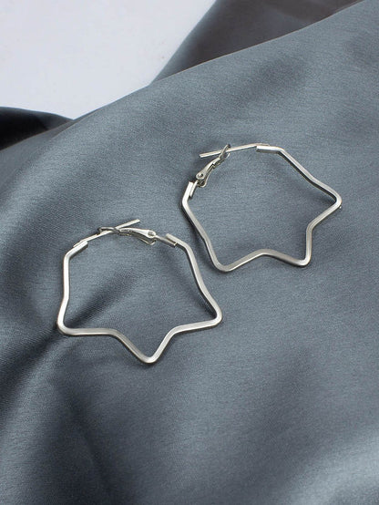 Pack Of 3 Silver Plated Star Shaped Hoop Earrings