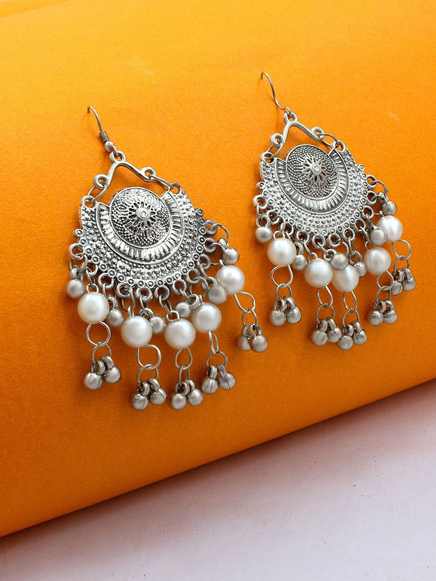 Pack Of 3 Silver-Plated Beaded Classic Drop Earrings