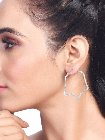 Pack Of 3 Silver Plated Star Shaped Hoop Earrings