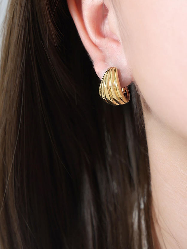 Gold Plated Chunky Doom Studs Earrings