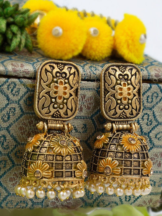 Gold-Plated Dome Shaped Jhumkas Earrings