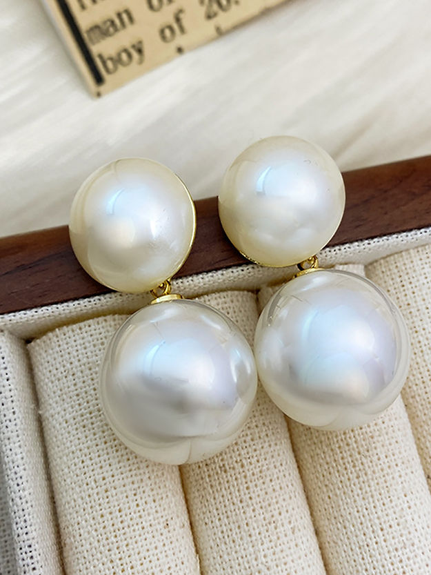 Gold Plated Pearl Drop Earrings