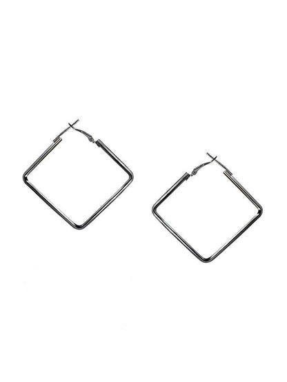 Pack Of 3 Silver-Plated Square-Shaped Hoop Earrings