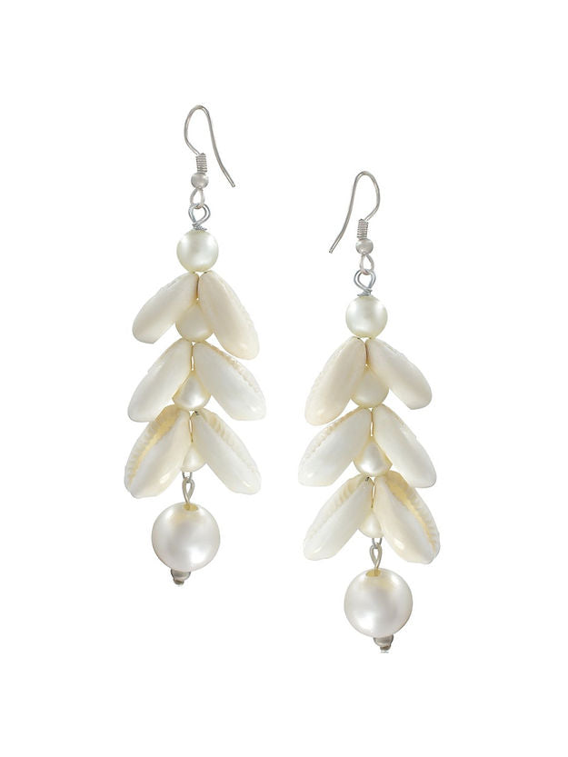 Pack Of 2 Silver Plated Faux Pearls & Shells Drop and Hoop Earrings