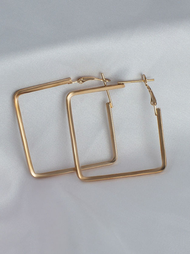 Pack Of 3 Silver-Plated Square-Shaped Hoop Earrings