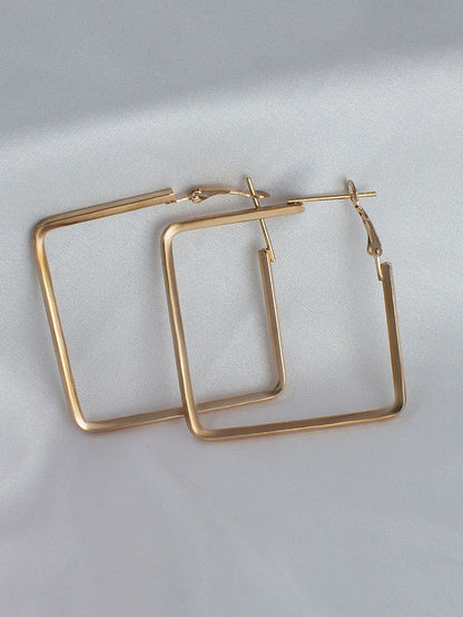 Pack Of 3 Silver-Plated Square-Shaped Hoop Earrings