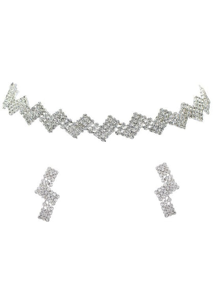 Silver Plated Cubic Zirconia Studded Jewellery Set