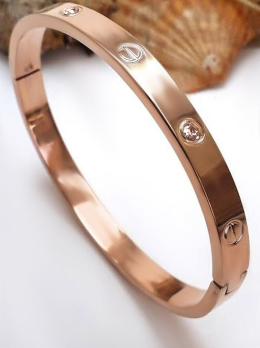 Rose Gold American Diamond Studded Trendy Bracelet