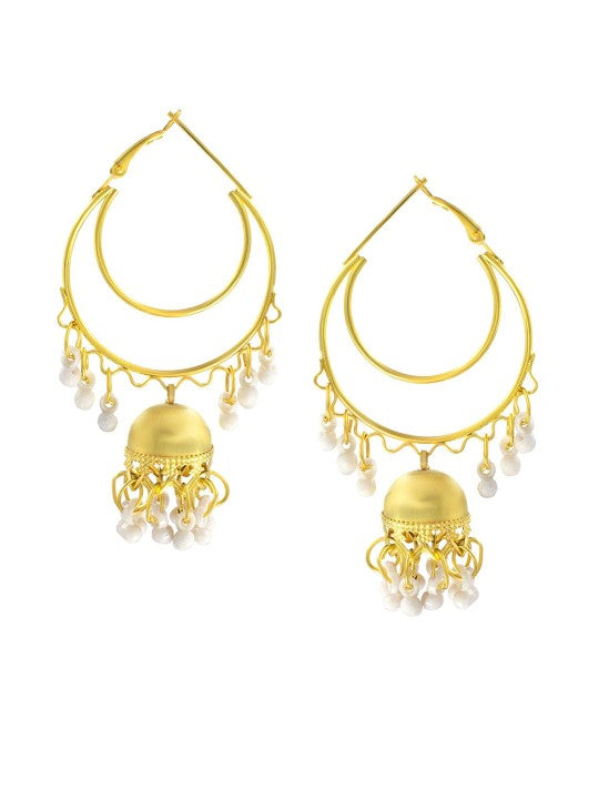 Gold-Plated Hoop Jhumka Earrings