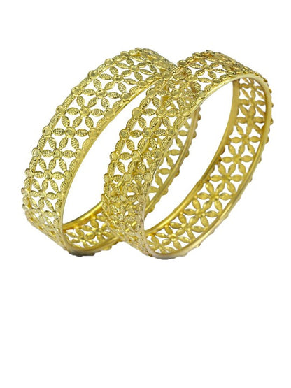 Set of 2 Gold Plated Floral Bangles