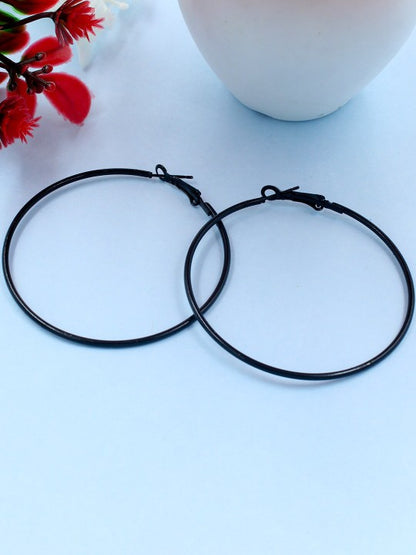 Black Large Circular Hoop Earrings