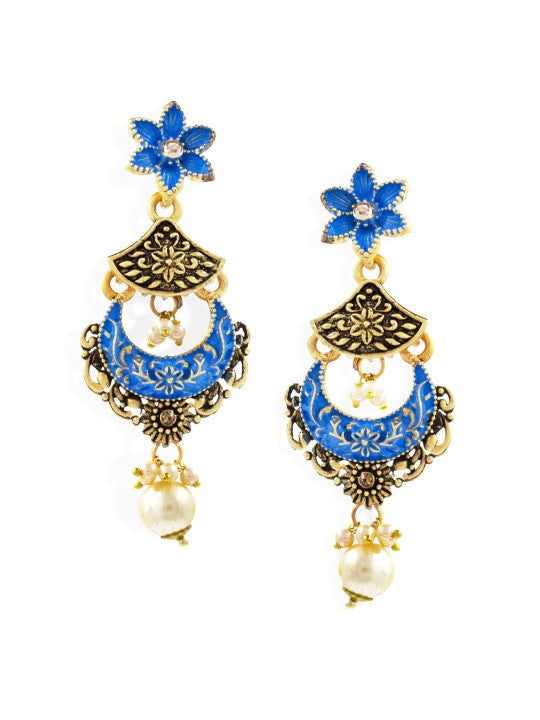 Gold-Plated Blue Classic Drop Earrings