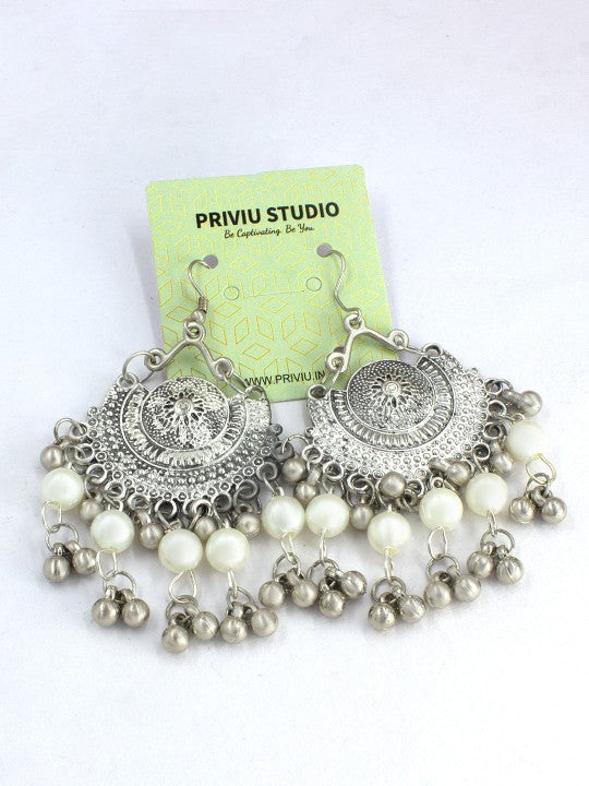 Silver-Plated Oxidised Classic Drop Earrings