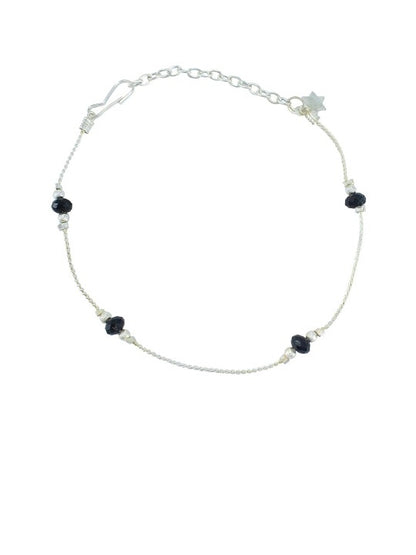 Silver-Plated Beaded Artificial Beads Anklet