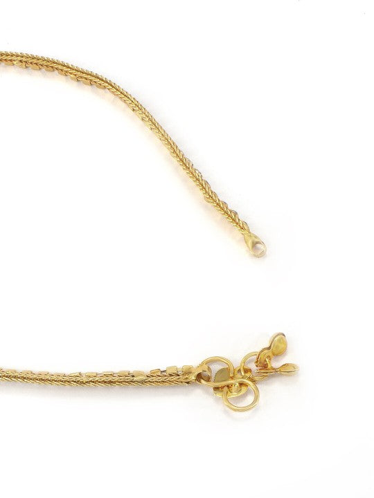 Pair of Gold-Plated AD Studded Anklets For Women