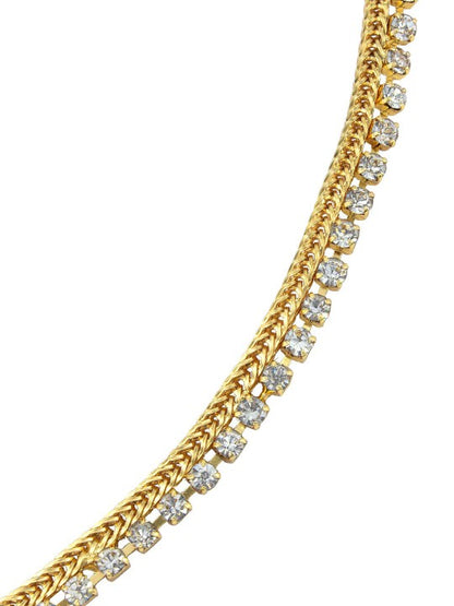 Pair of Gold-Plated AD Studded Anklets For Women