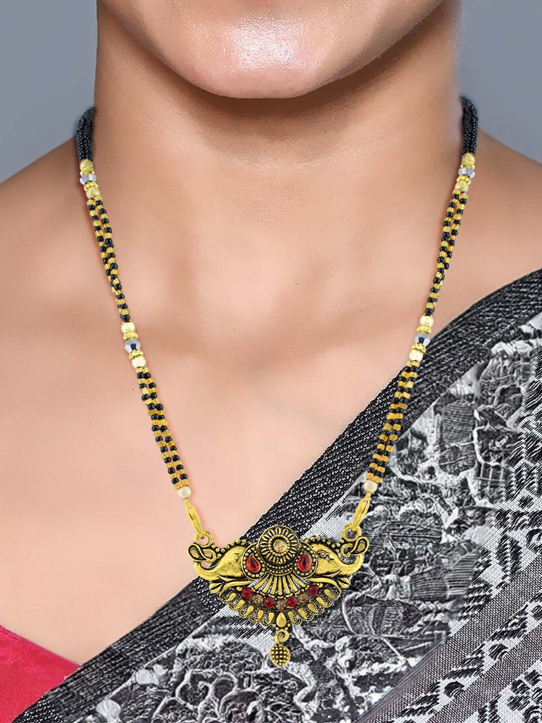 Golden Designer Black Beaded Mangalsutra