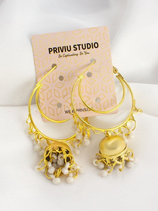 Gold-Plated Hoop Jhumka Earrings