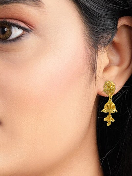 Gold-Plated Dome Shaped Drop Earrings