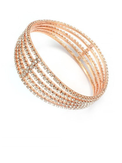 Rose Gold Rhinestone Studded Bangle