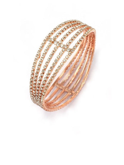 Rose Gold Rhinestone Studded Bangle