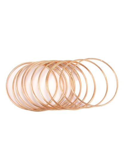 Set of 12 Rose Gold Toned Metallic Bangle Set