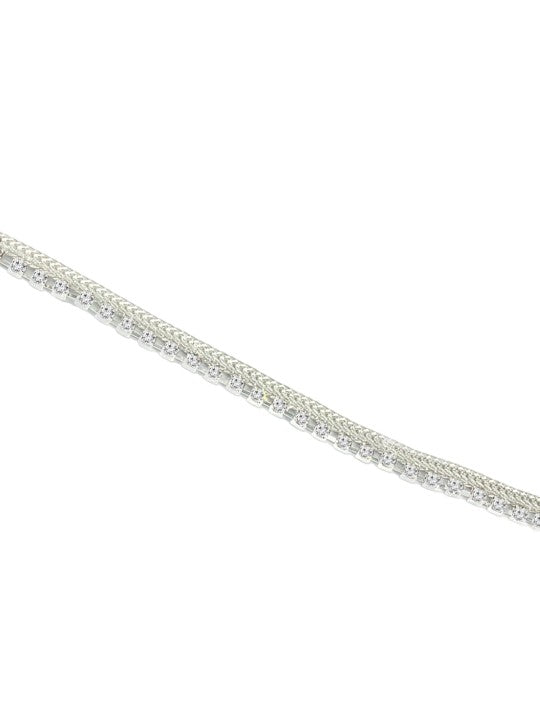 Pair of Silver-Plated AD Stone-Studded Anklet For Women