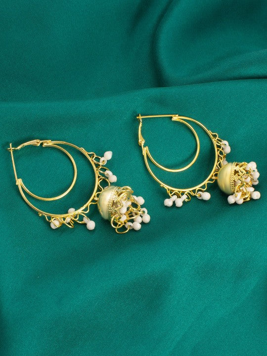 Gold-Plated Hoop Jhumka Earrings