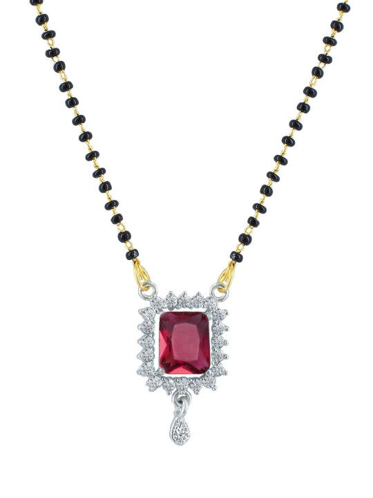 Golden American Diamond Studded Red Mangalsutra