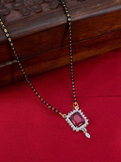 Golden American Diamond Studded Red Mangalsutra