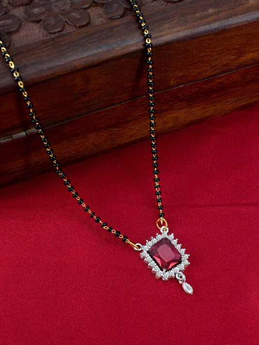 Golden American Diamond Studded Red Mangalsutra