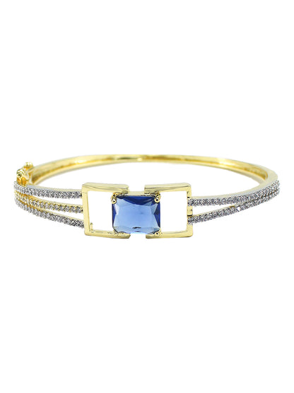 Gold Plated Blue American Diamond Studded Bracelet