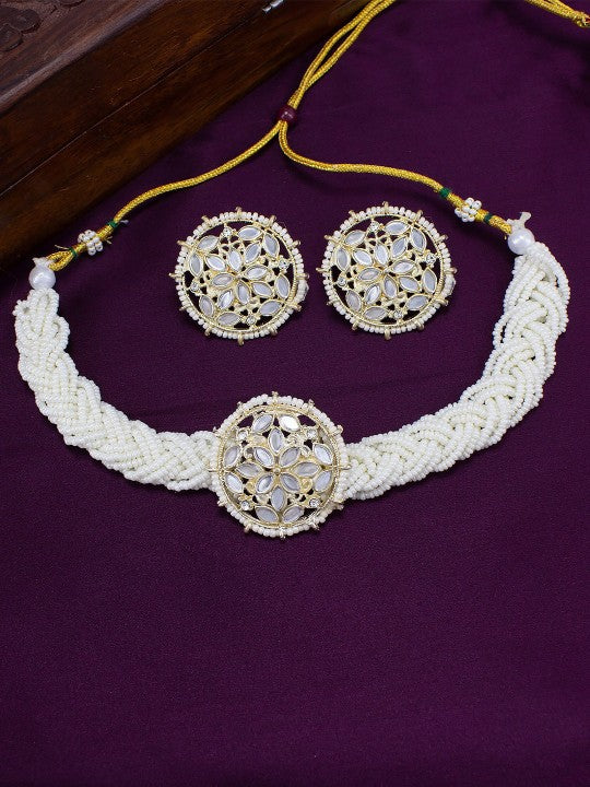 Gold-Plated Pearls Beaded Jewellery Set