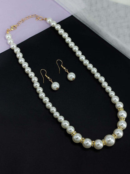 Gold Plated Pearl Beaded Moti Mala Trendy Necklace & Earrings