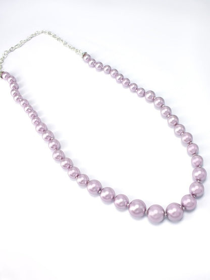 Silver Plated Artificial Beads Stainless Steel Necklace