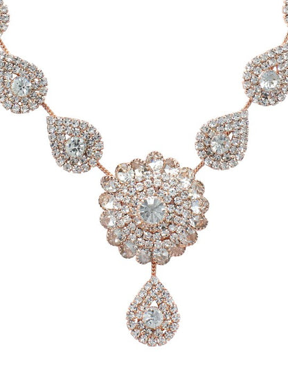 Rose Gold-Plated CZ Studded Jewellery Set