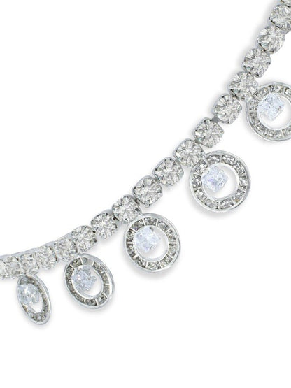 Silver Plated CZ Studded Coin Shaped Jewellery Set