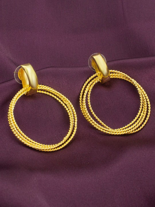 Gold Plated Circular Dangle Earrings