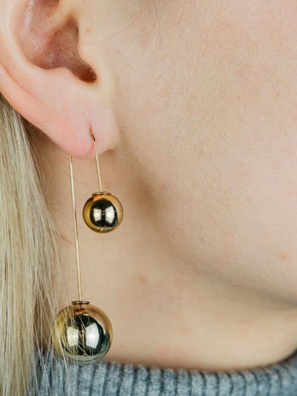 Gold Plated Artificial Beaded Quirky Drop Earrings