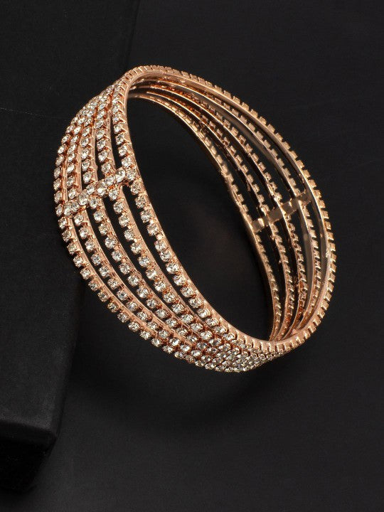 Rose Gold Rhinestone Studded Bangle