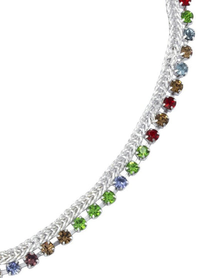 Pair of Silver-Plated Crystal-Studded Anklets For Women