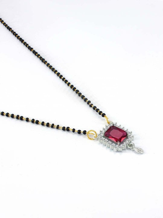 Golden American Diamond Studded Red Mangalsutra