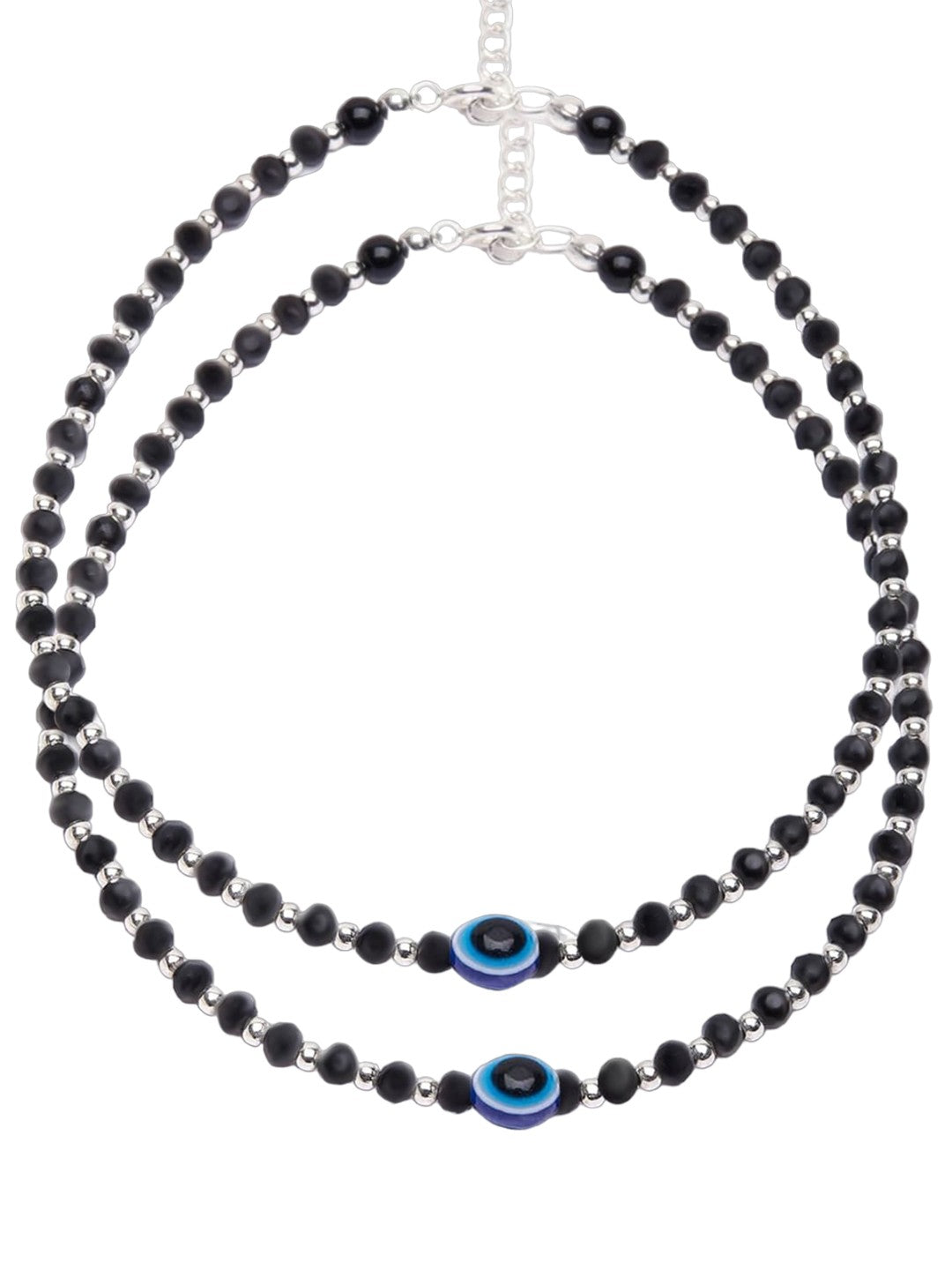 Pair of Evil Eye Beaded Anklets For Women