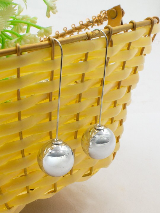 Silver Plated Artificial Beaded Quirky Drop Earrings