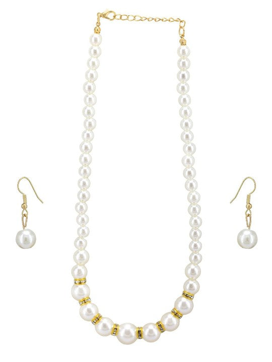 Gold Plated Pearl Beaded Moti Mala Trendy Necklace & Earrings