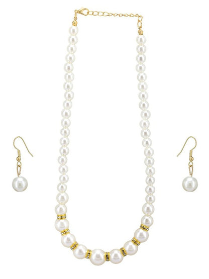 Gold Plated Pearl Beaded Moti Mala Trendy Necklace & Earrings