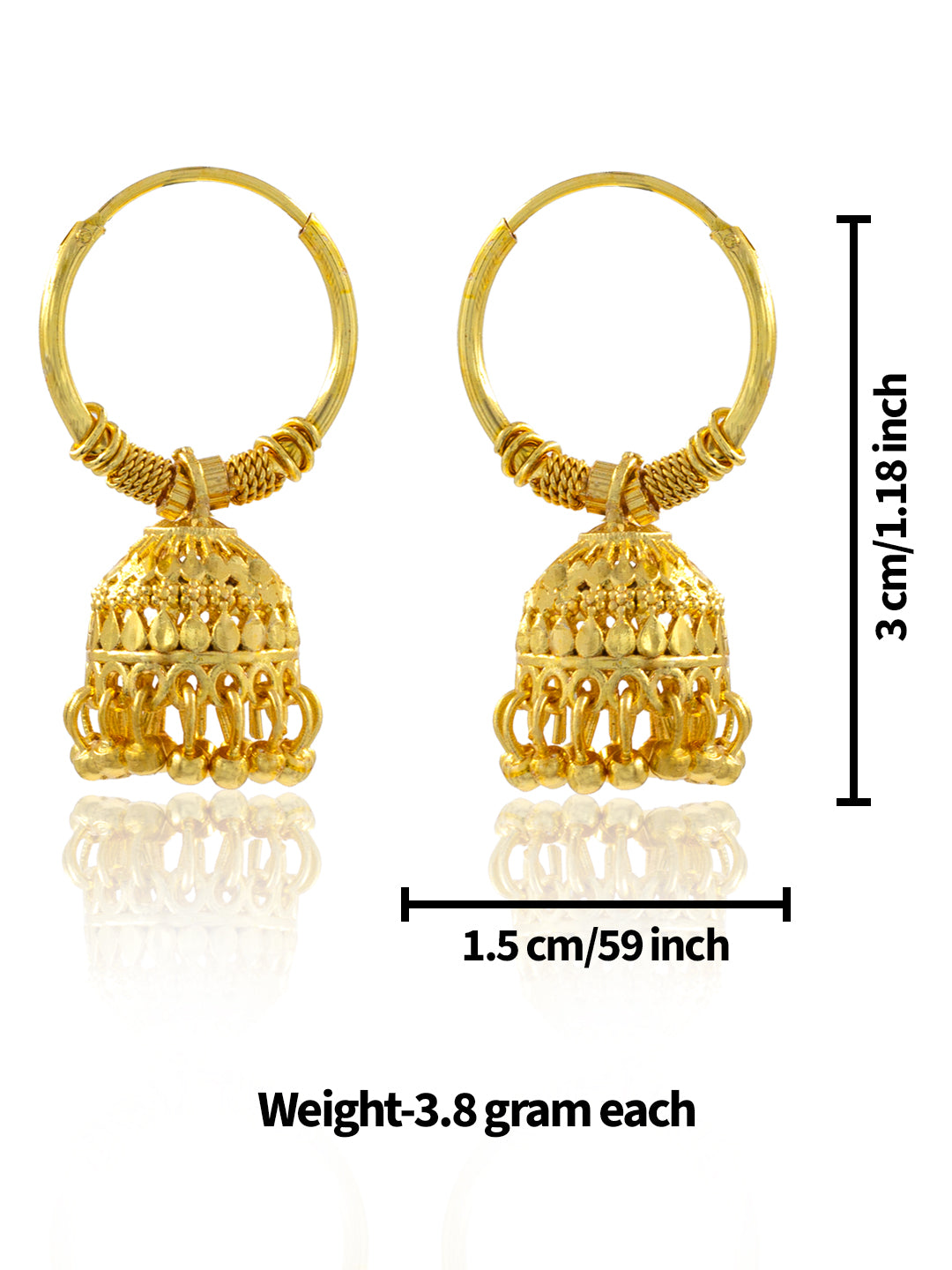 Gold-Plated Circular Hoop Jhumki Earrings