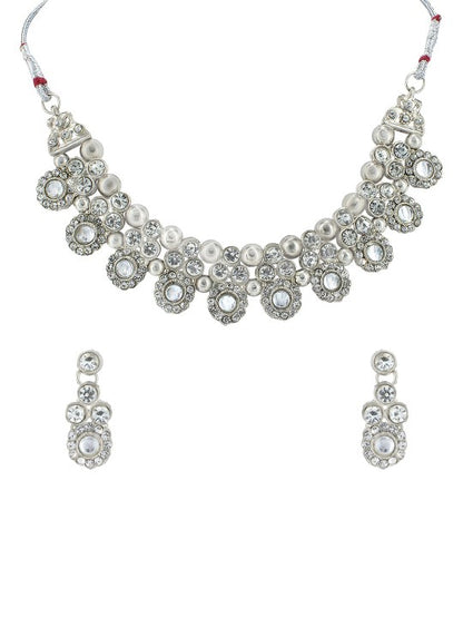 Silver Plated Stone Studded Jewellery Set