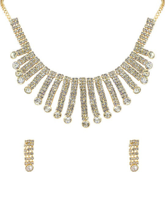 Gold-Plated CZ Studded Jewellery Set