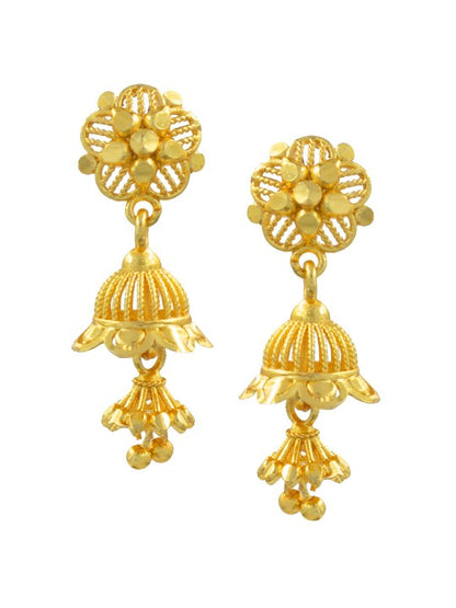 Gold-Plated Dome Shaped Drop Earrings